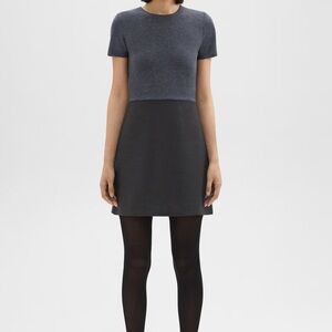 Theory Short-Sleeve Combo Dress in Double Weave sz Small